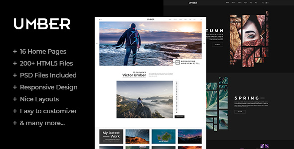 Umber Photography is a clean and creative HTML5/C33 template suitable for Photography, Personal Portfolio website, etc . You can customize it very easy to fit your needs.