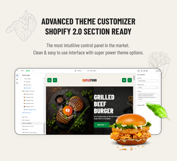 Advanced theme customizer Shopify 2.0 section ready