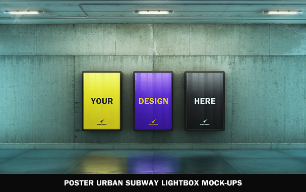 Download Poster Urban Subway Lightbox Mock Ups By Kheathrow Graphicriver PSD Mockup Templates