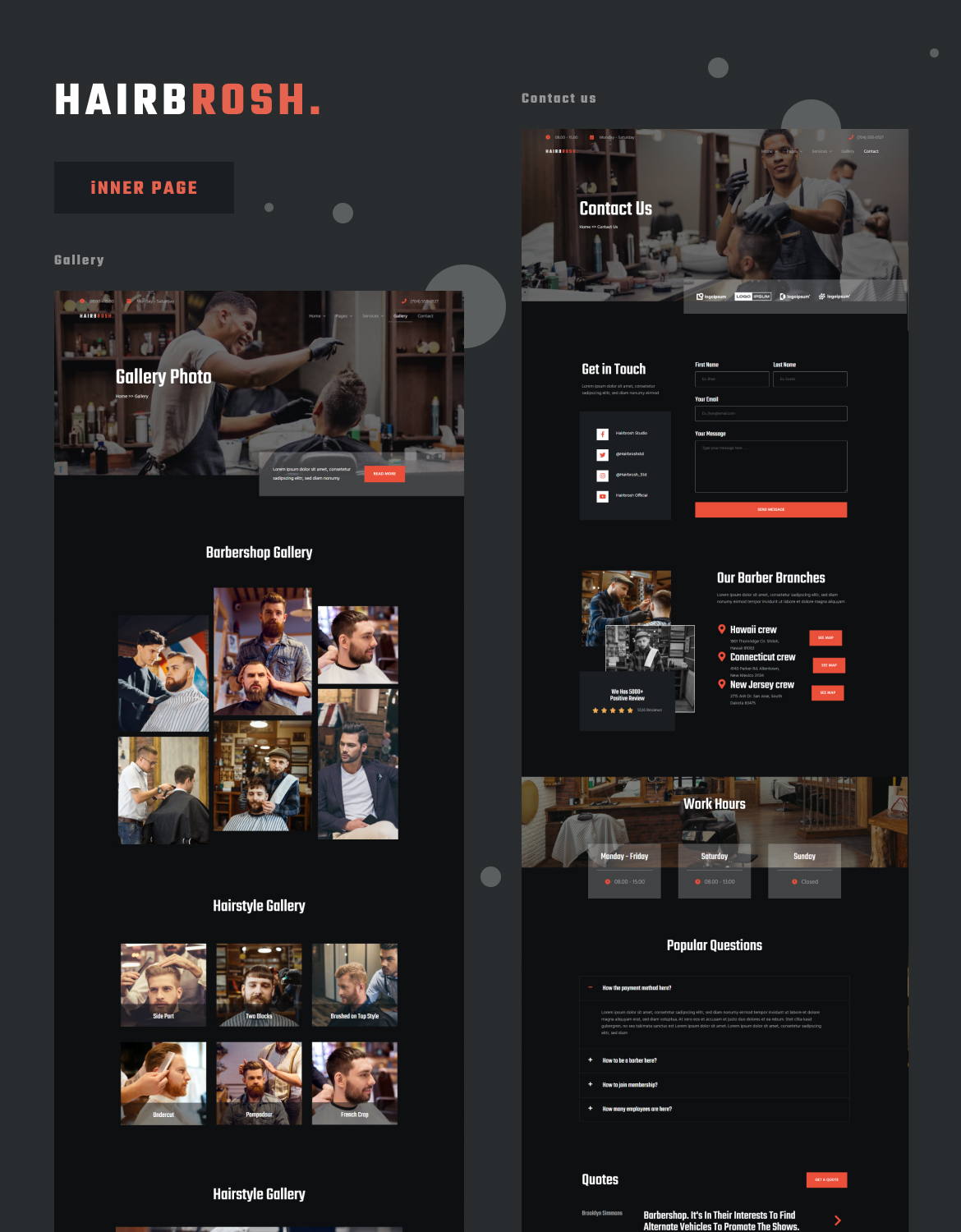 Hairbrosh - Barbershop & Hair Salon Elementor Template Kit - 4