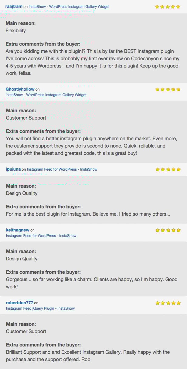 Customer Reviews on InstaShow