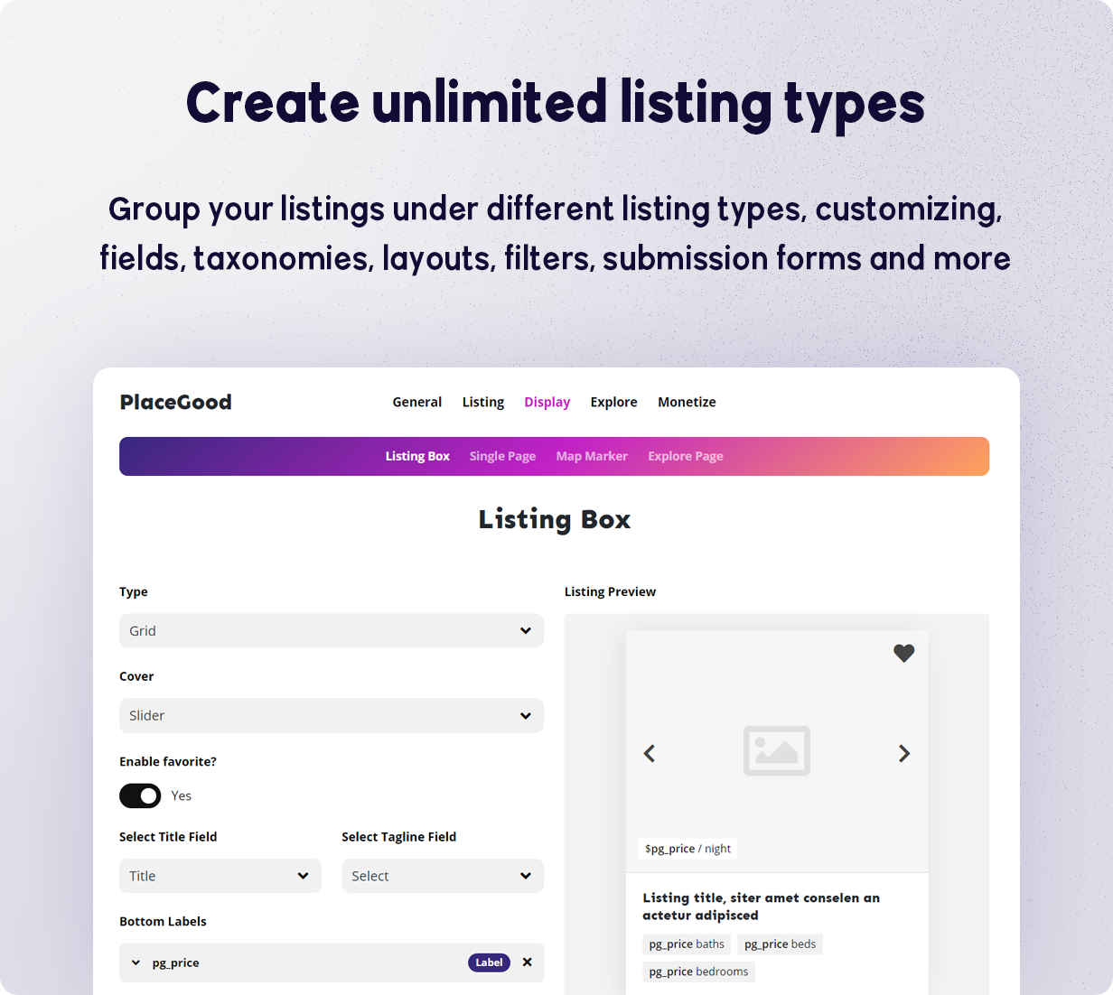 BRIKK- listing and directory WordPress theme - listing types