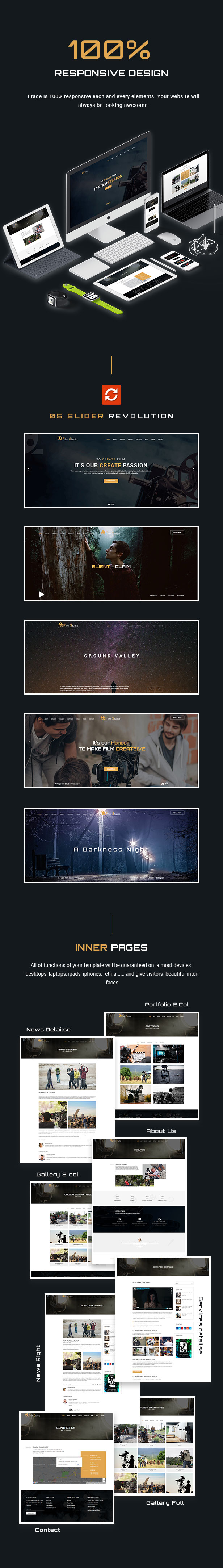 Film Studio Movie Production HTML Template - Ftage - 3