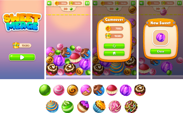 Sweet Merge - HTML5 Game (Phaser 3) - 1