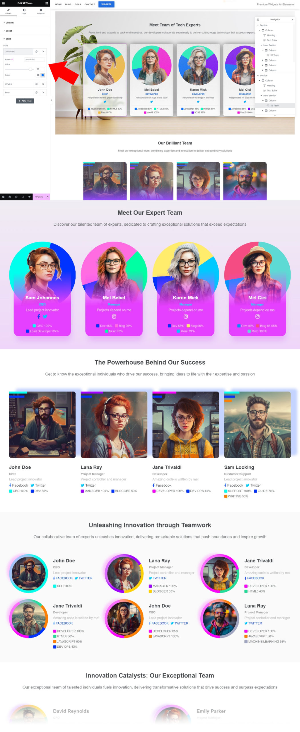 Team Cards for Elementor - Ultimate Team and Skills Widget Cards - 1