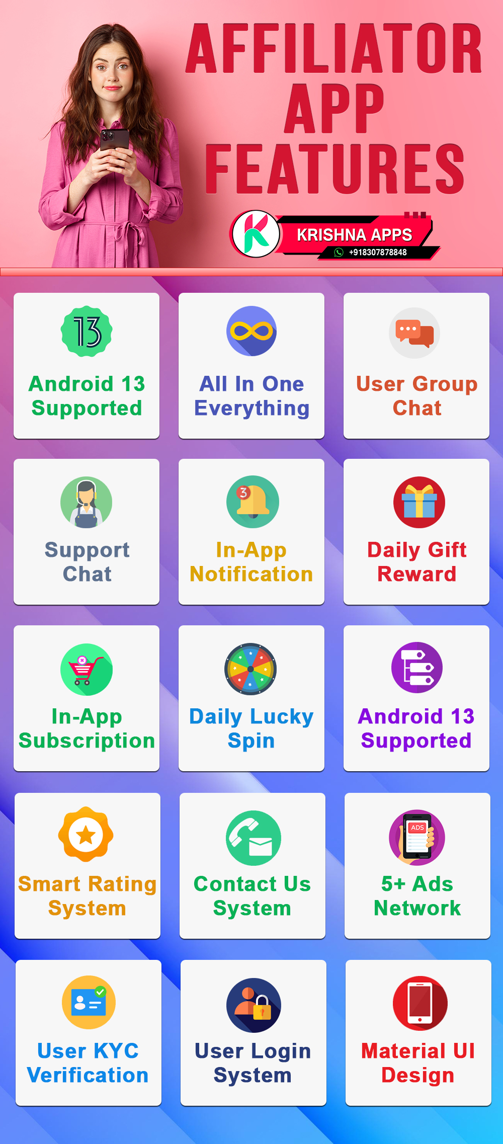 affiliator app source code - krishna apps - all in one shopping app