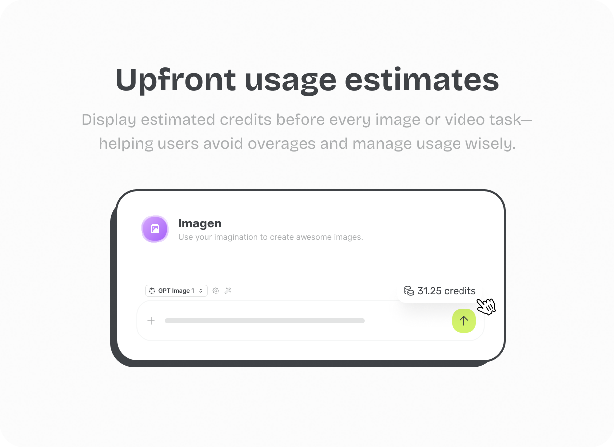 Upfront usage estimates @heyaikeedo #aikeedo