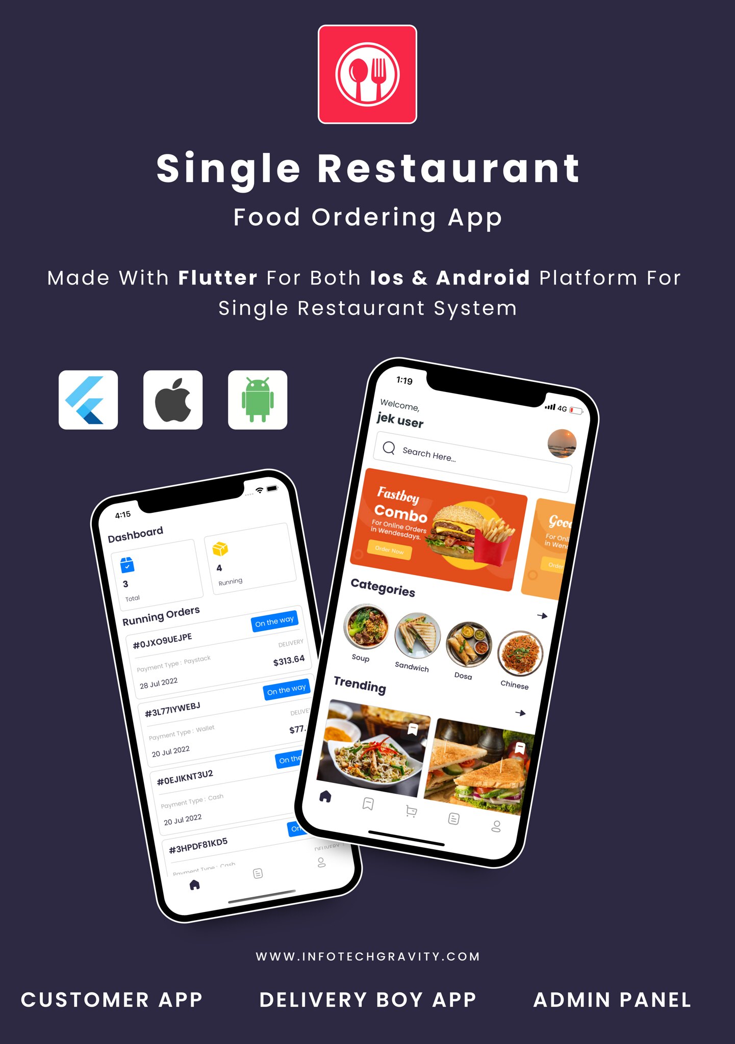 Single Restaurant - Flutter mobile apps with Laravel admin panel - 5