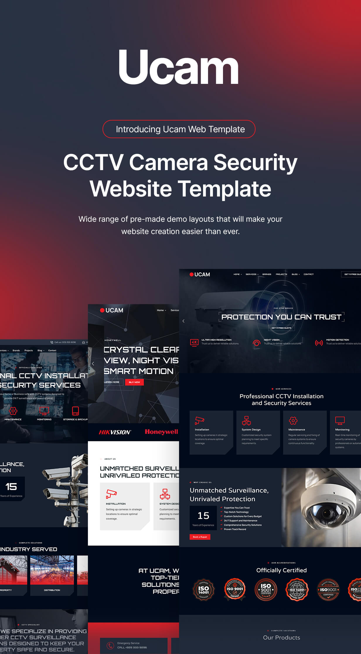 CCTV Security Camera Website Template - Ucam - 2