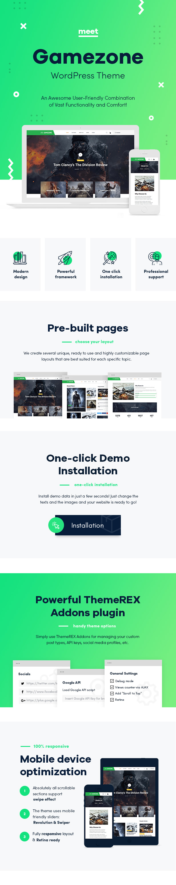 Gaming Blog & Store WordPress Theme features