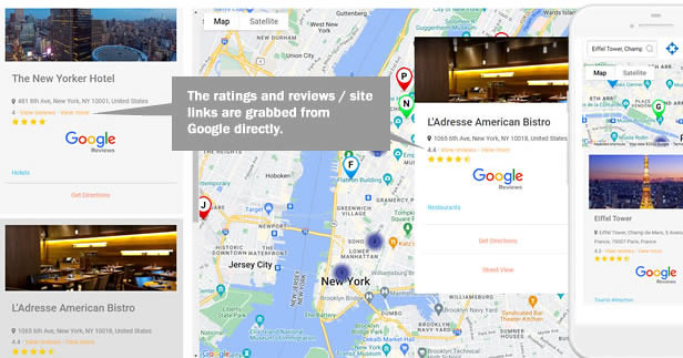 Display Google Reviews & Ratings on all store locations in your store locator.