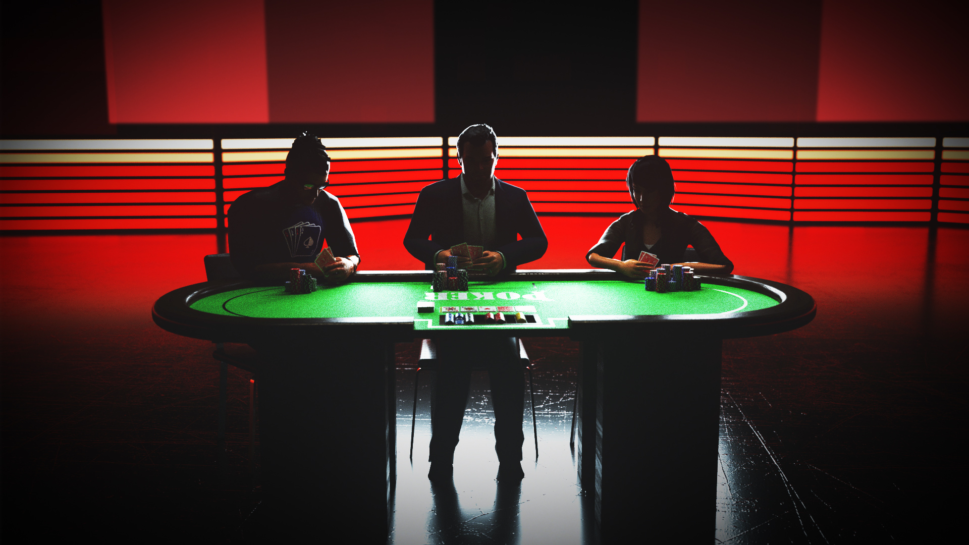 Покерный стол в темноте