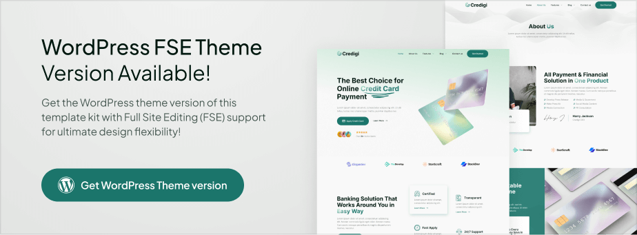 Credigi – Digital Bank & Credit Card Elementor Template Kit - 1