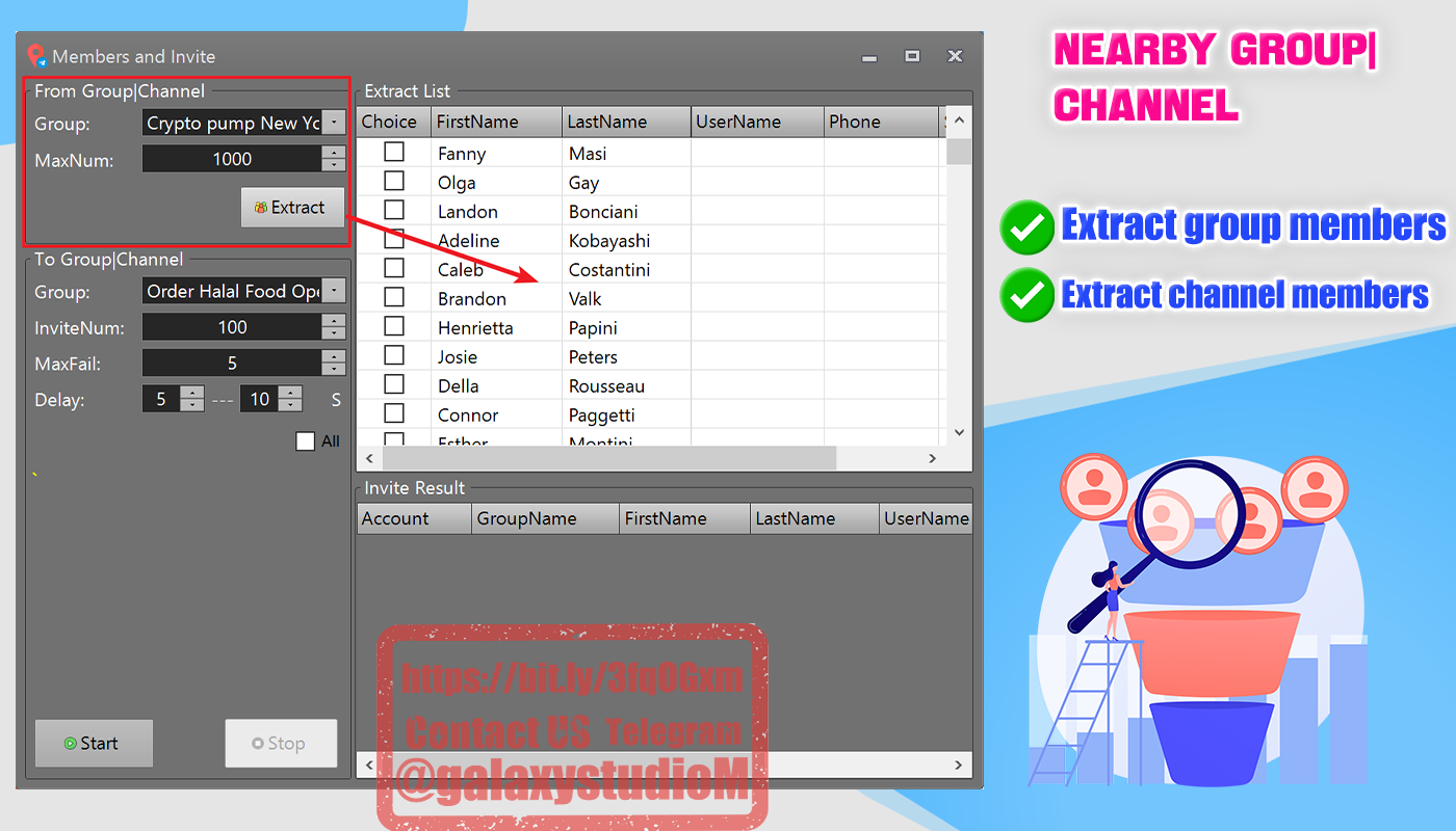 Telegram Nearby Users|Group|Channel Bulk Send | Extract |Invite