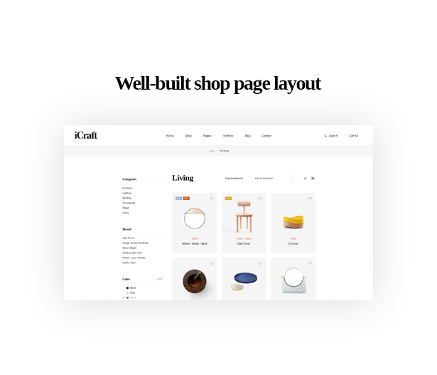 Well-built shop page layout