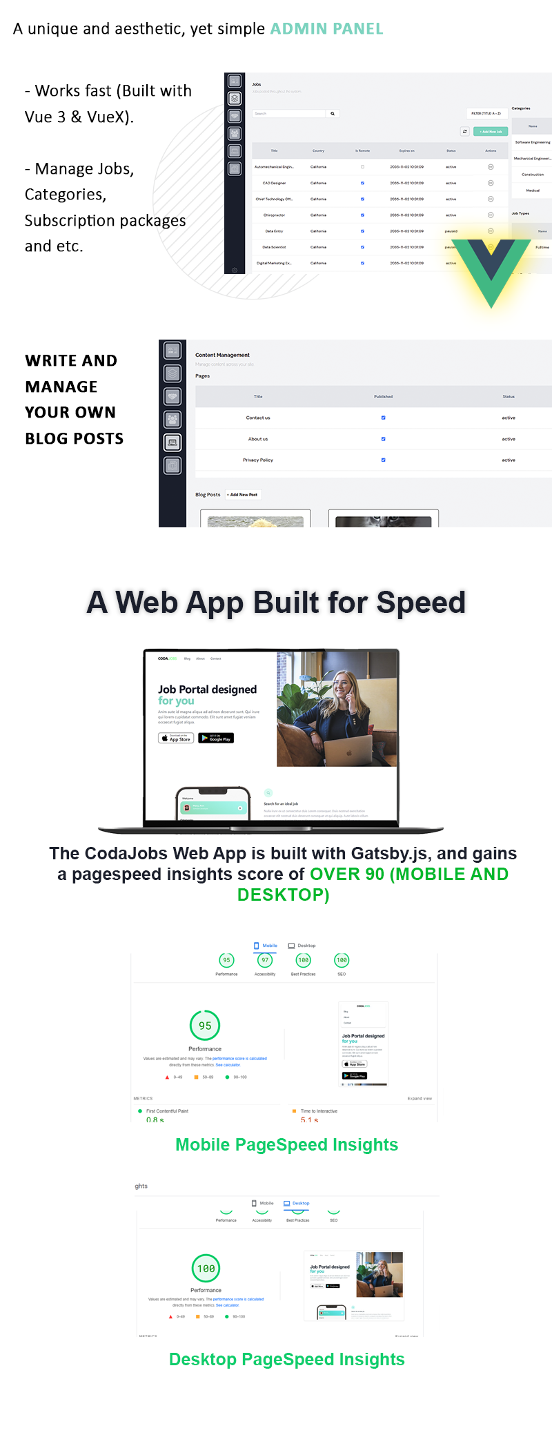 Web based app features specialities