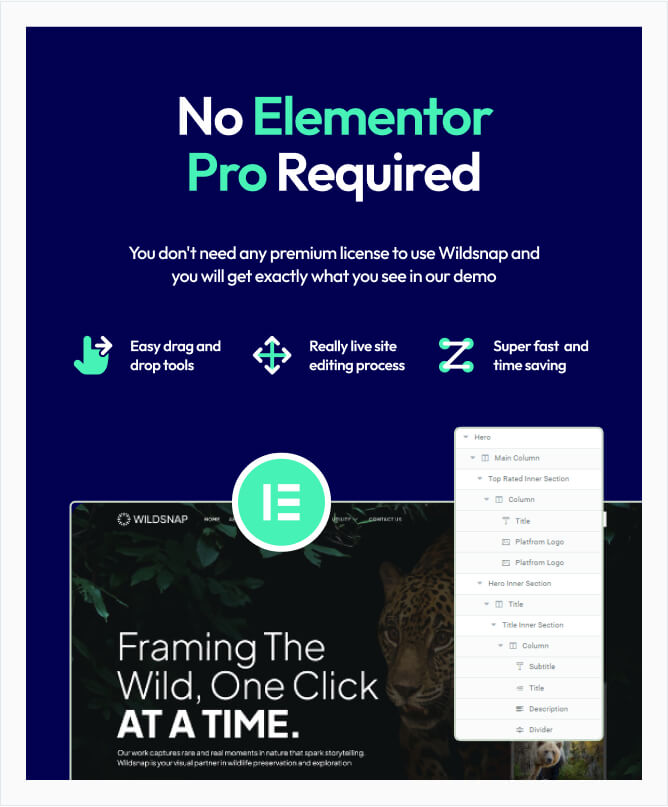 Wildsnap - Wildlife Photography Services Elementor Template Kit - 2