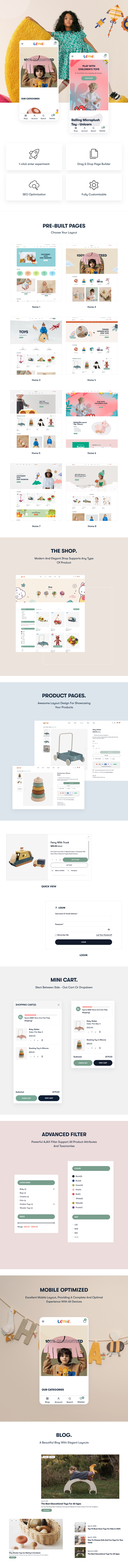 Kids Store and Baby Shop WordPress Theme Lemie Preview