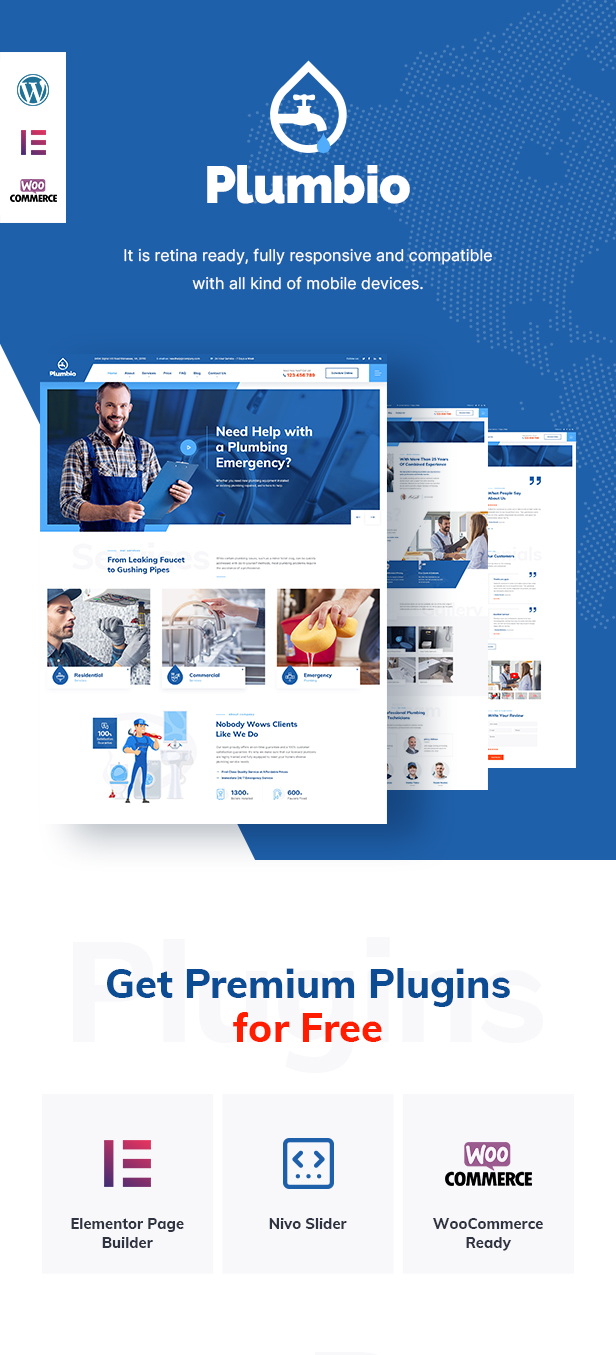 Plumbio - Plumbing Services WordPress Theme - 1