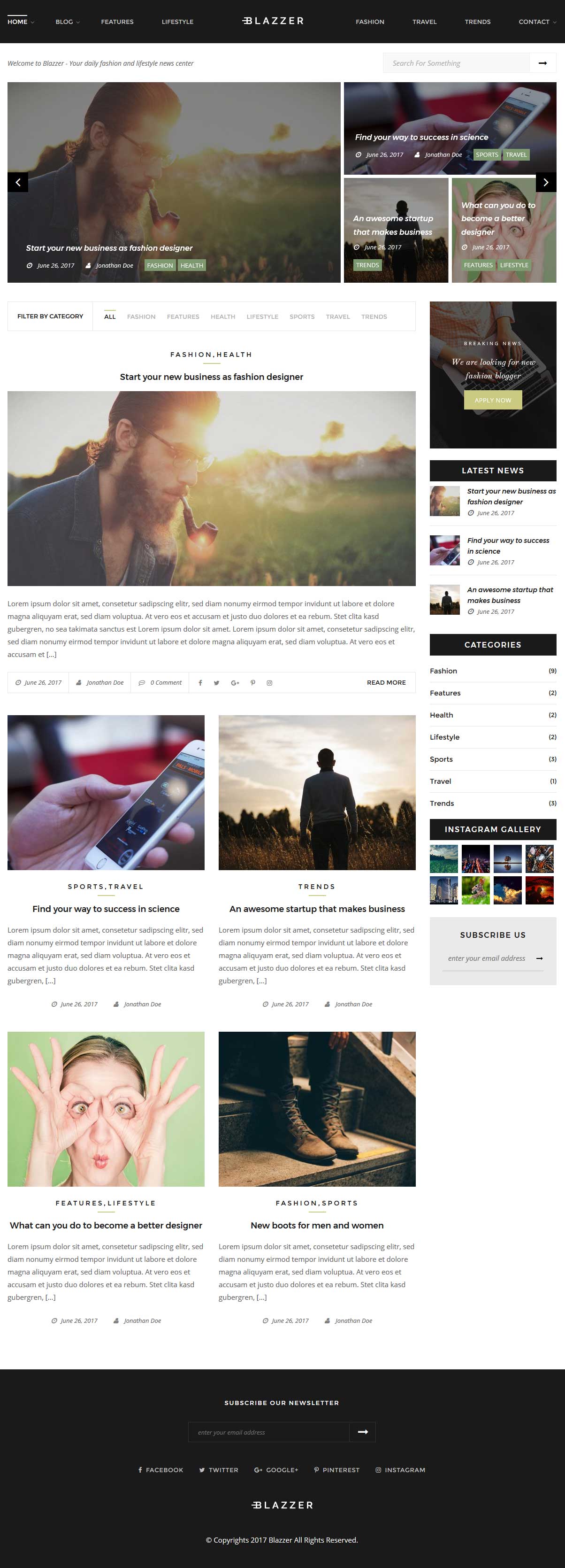 Blazzer - Personal/Fashion Blog WordPress Theme