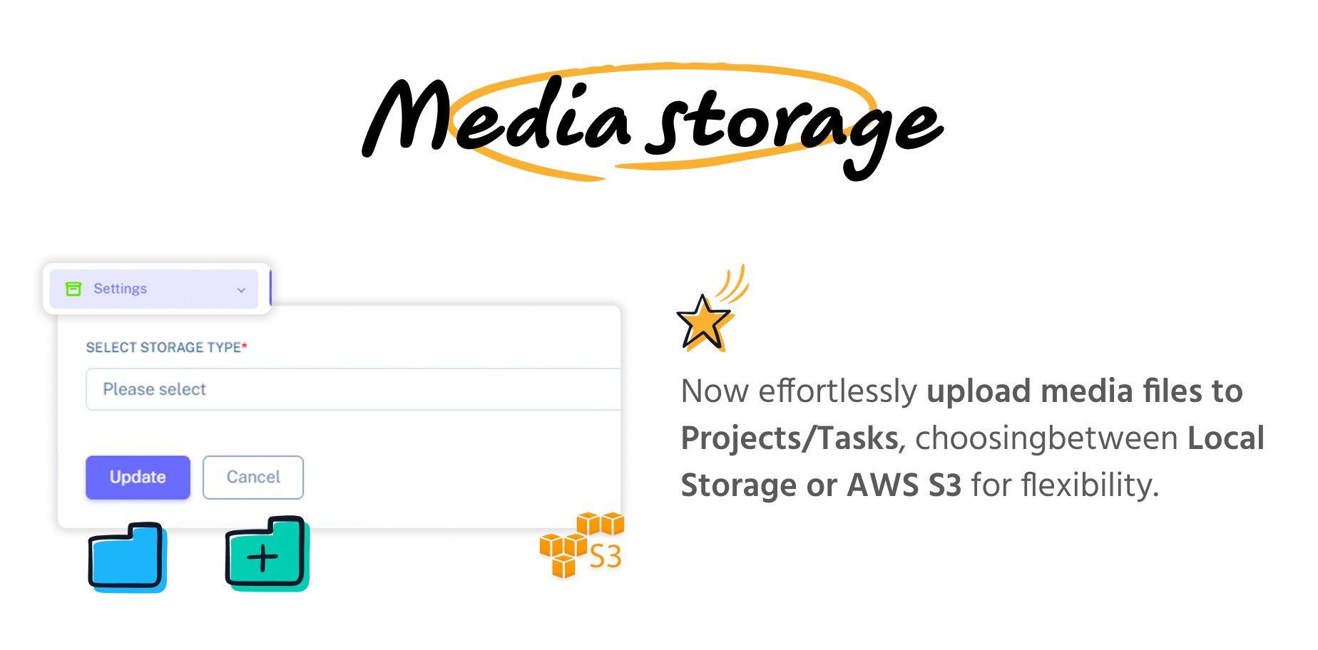 Media Storage - Admin panel - Taskify SaaS - Project Management, Task Management & Productivity Tool