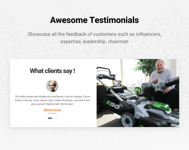 Allegro Equipment Elementor WordPress Theme Testimonials