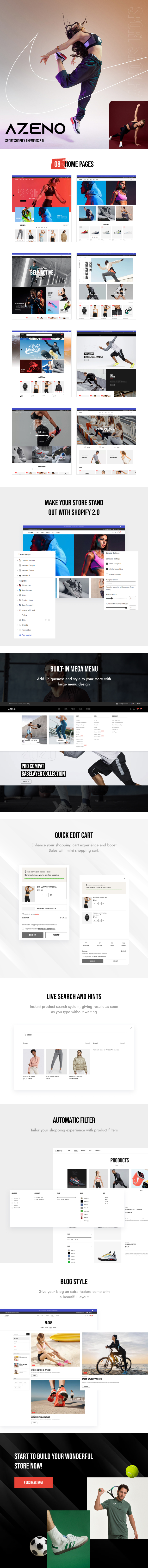 Sport Shopify Theme Azeno OS 2.0 Preview