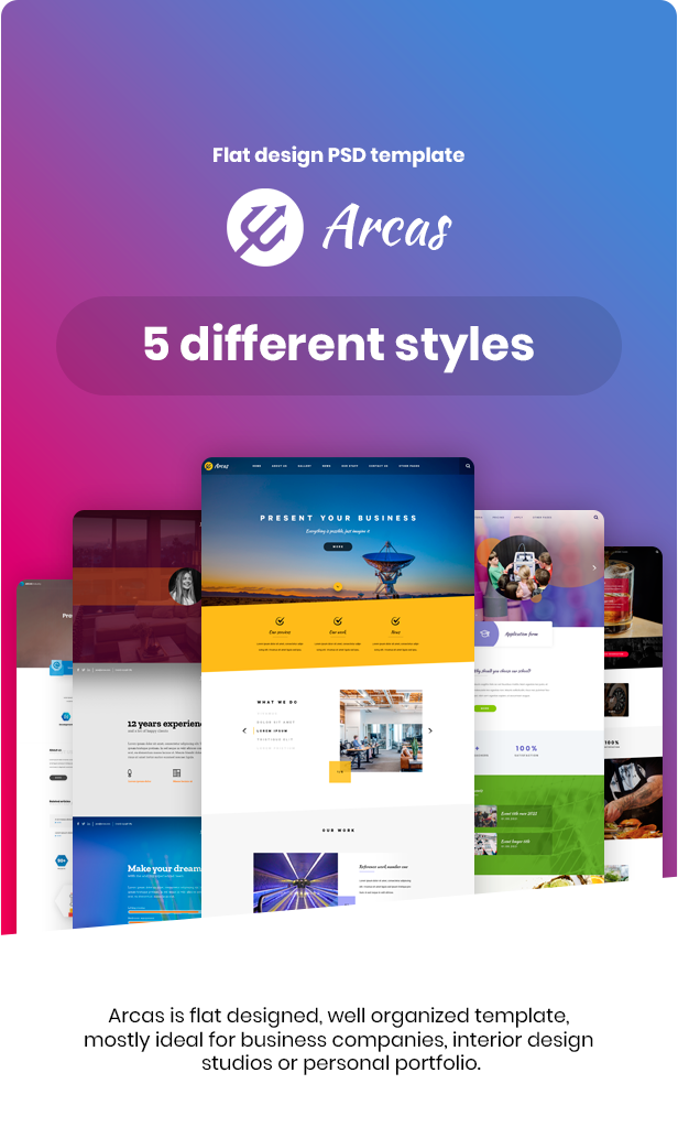 Arcas - Flat design Photoshop Template