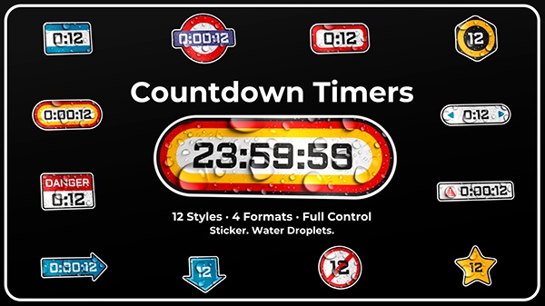TI04 | Sticker Countdown Timers - Water Droplets