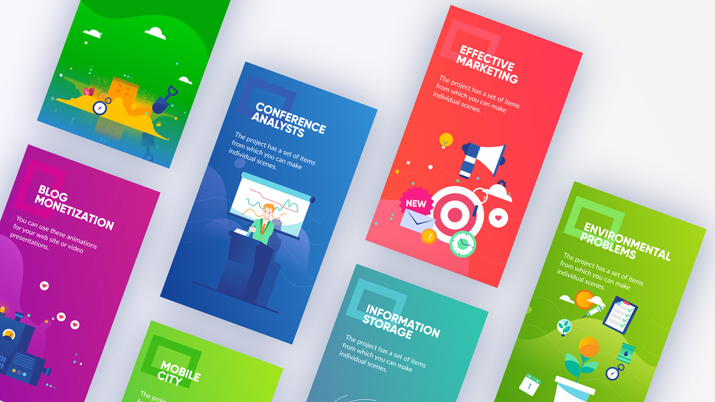 PR模板-现代干净设计彩色多用途垂直MG社交媒体动画图标igtv抖音小视频竖屏广告宣传