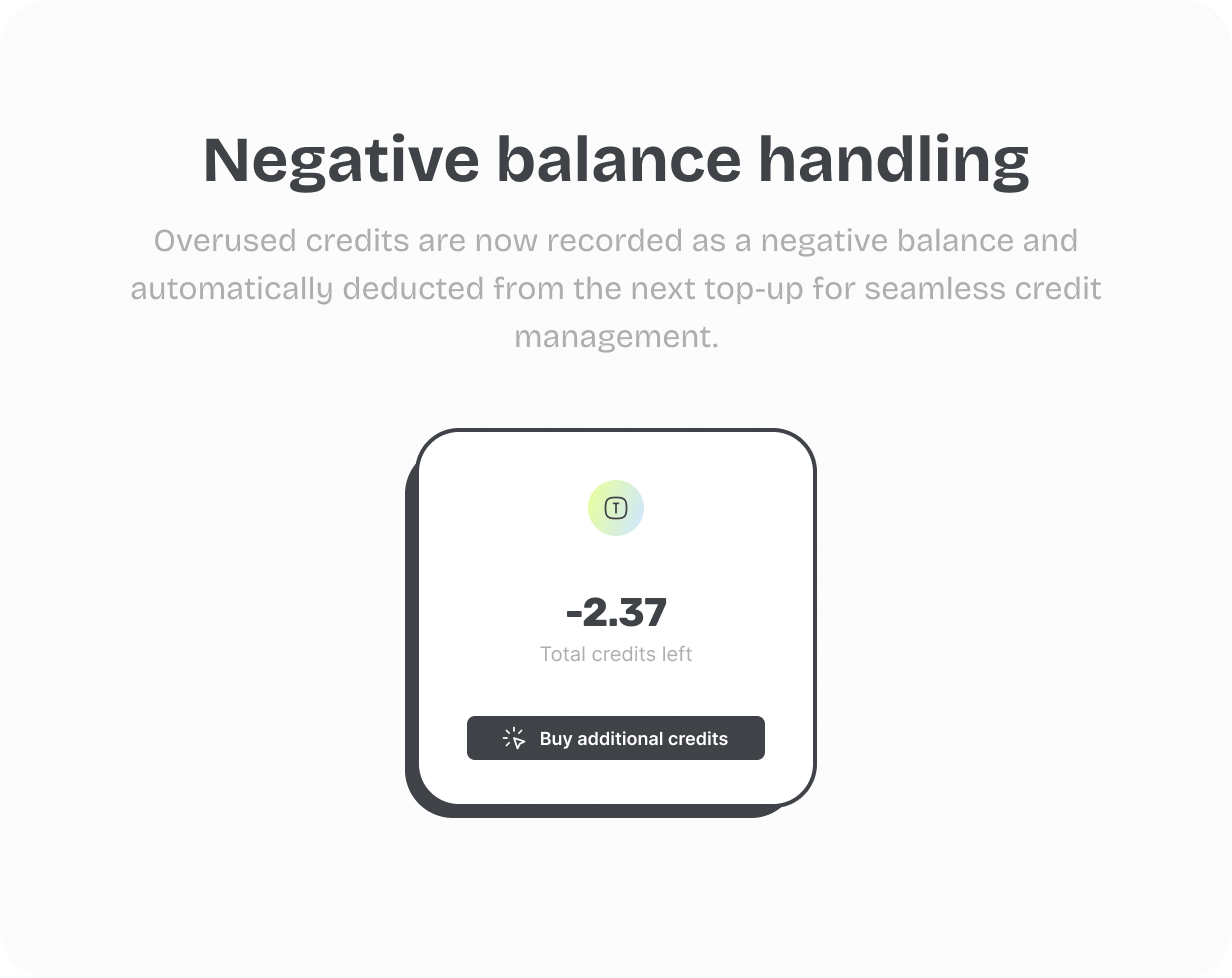 Negative balance handling @heyaikeedo #aikeedo