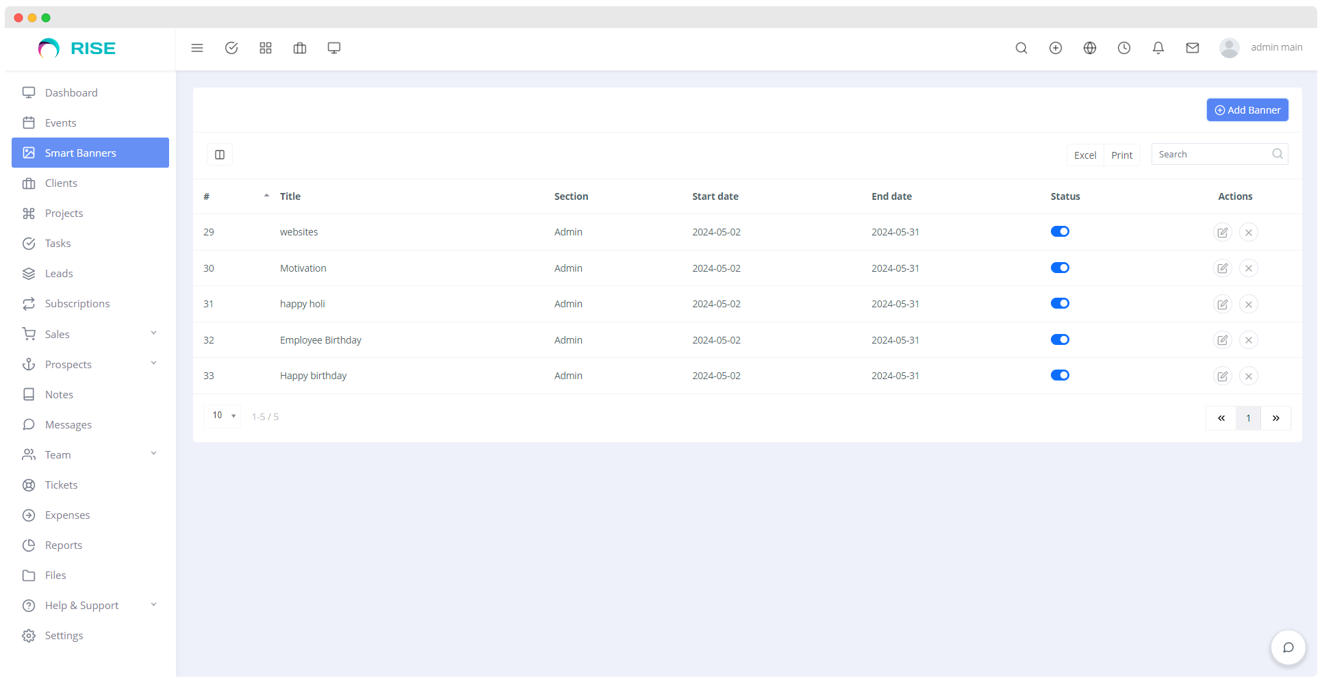 SmartBanners - Dynamic Banner Management Plugin for Rise CRM - 2