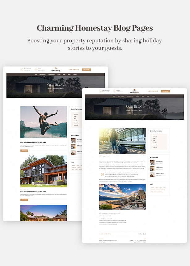 Ami Homestay Resort WordPress Theme Blogs - Boost Reputation By Stunning Blogs