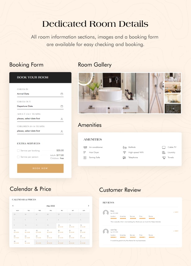 seasona - hotel resort booking wordpress theme - room details