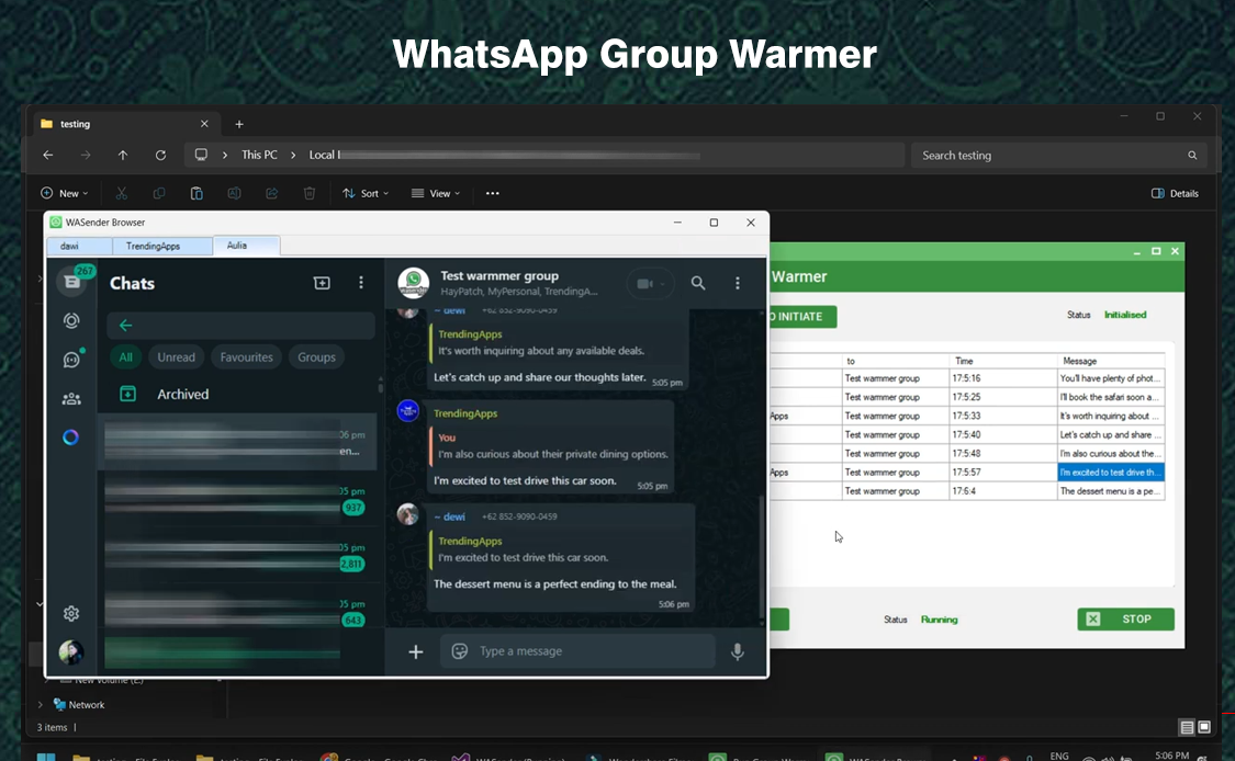 wasender Whatsapp group warmer