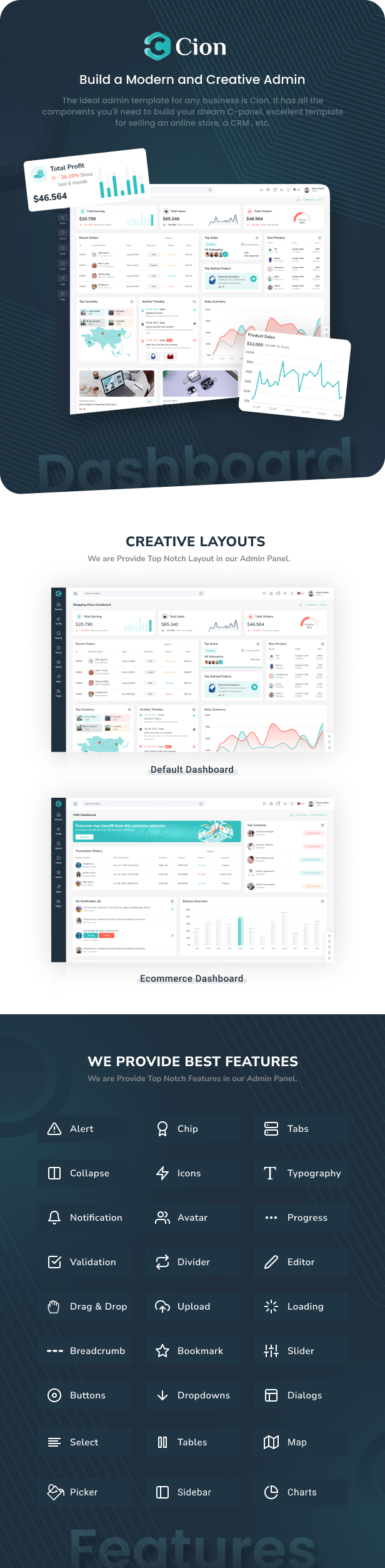 Cion Admin Dashboard theme