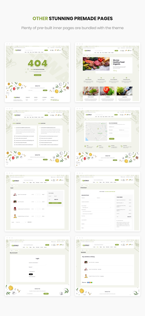 Efway Food Store WordPress Theme - Ready-to-use Inner Pages