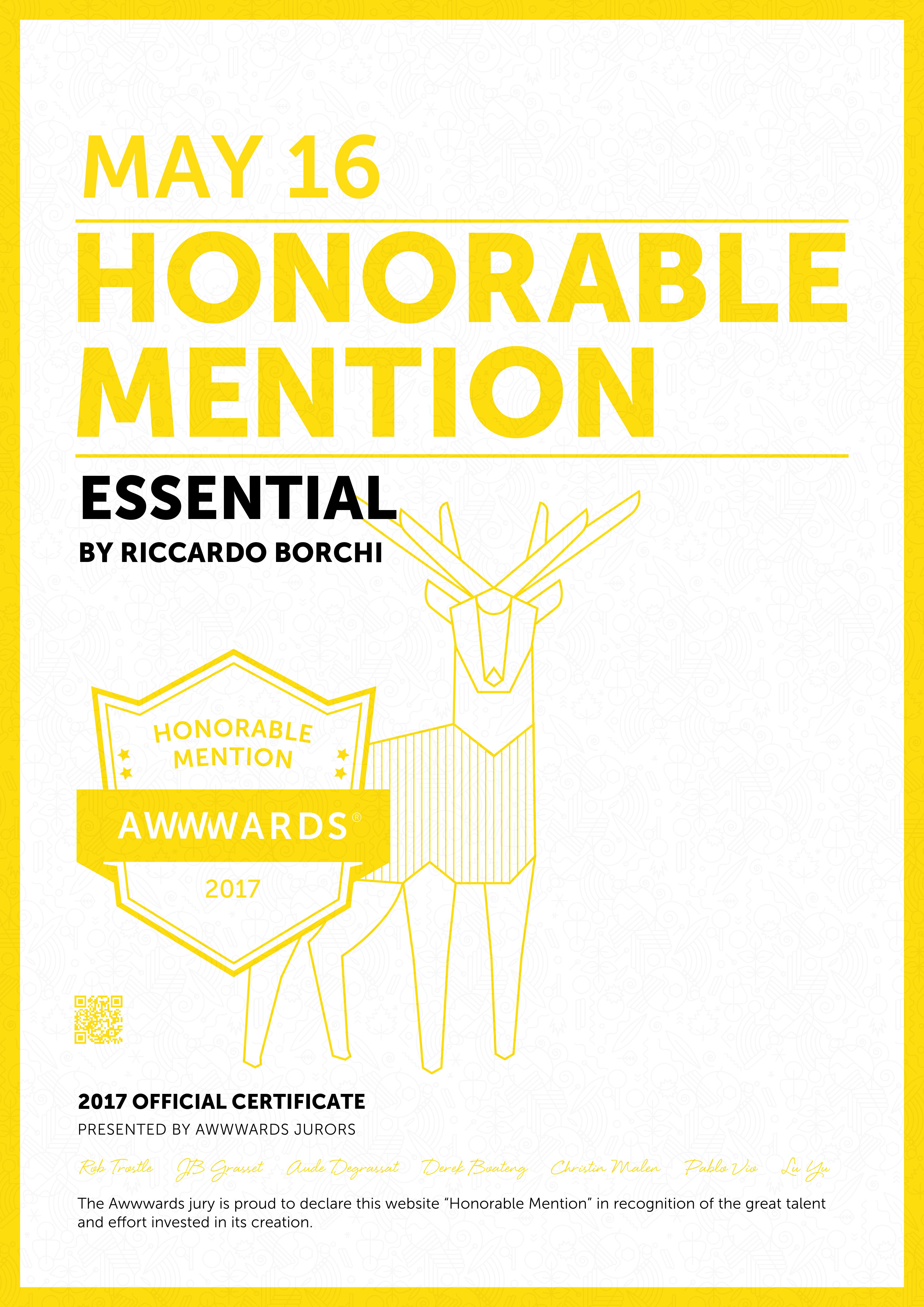 Essential - Awwwards Honorable Mention