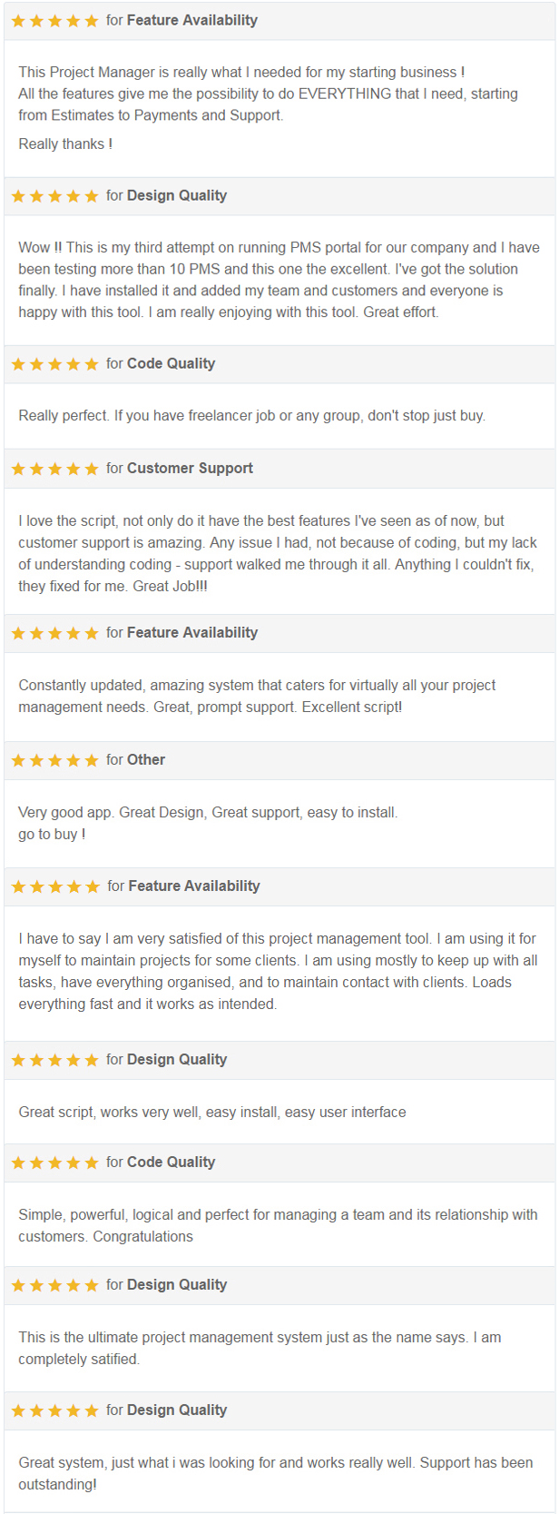 RISE - Ultimate Project Manager and CRM customer feedback