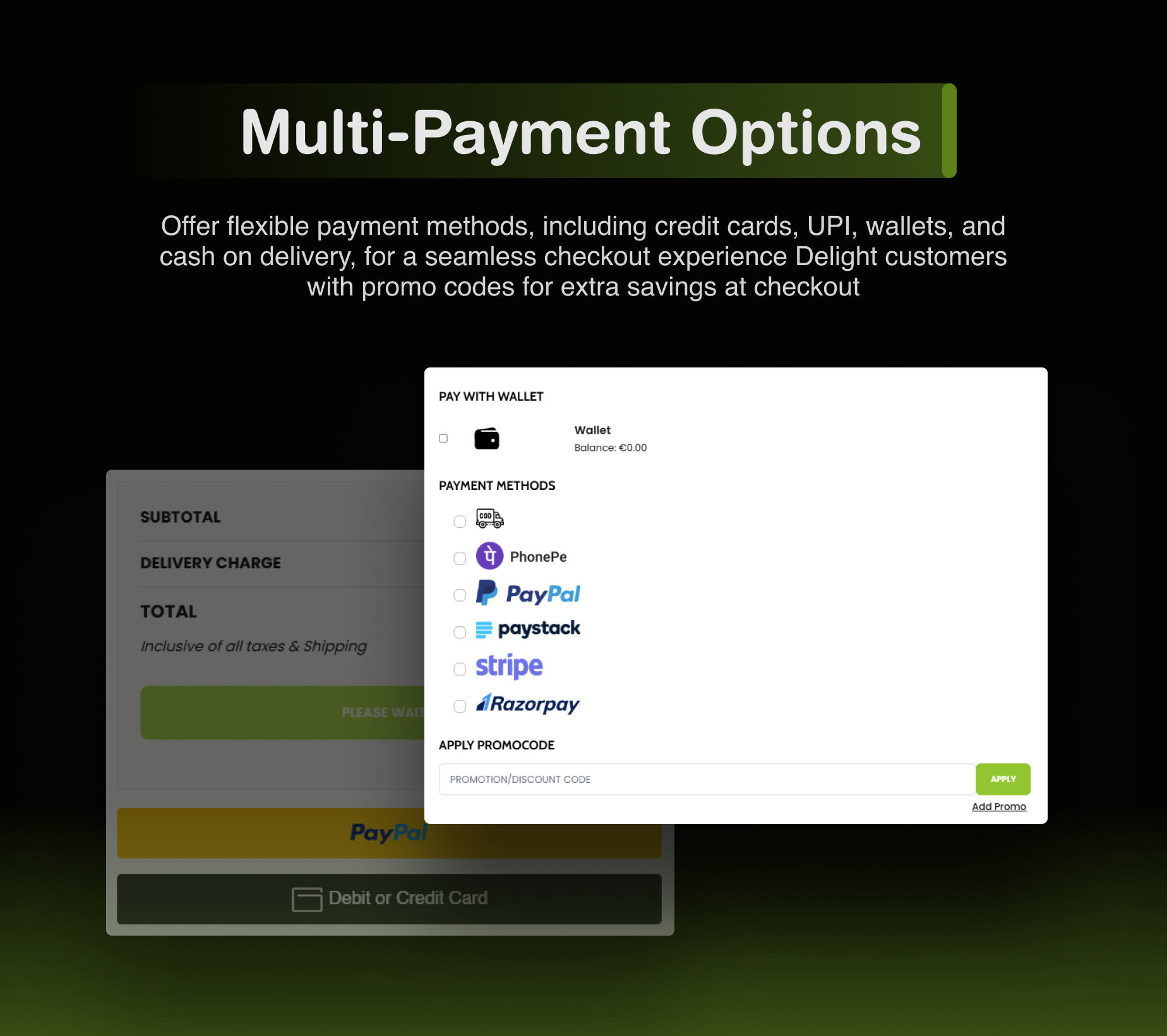 Multiple payment options - eShop Plus - Multi Vendor, Multi Store, Multi Currency | eCommerce CMS Website in Laravel & Livewire