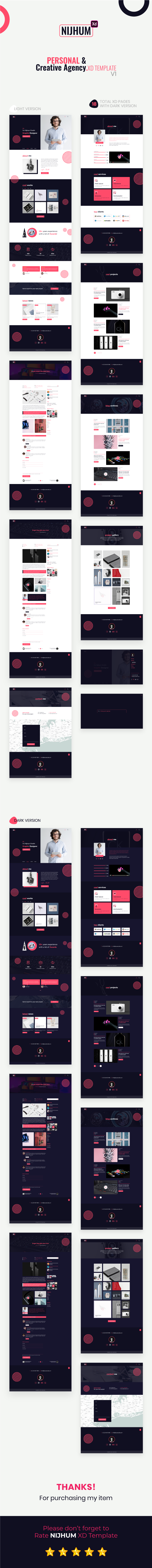 Nijhum - Personal and Creative Agency XD Template