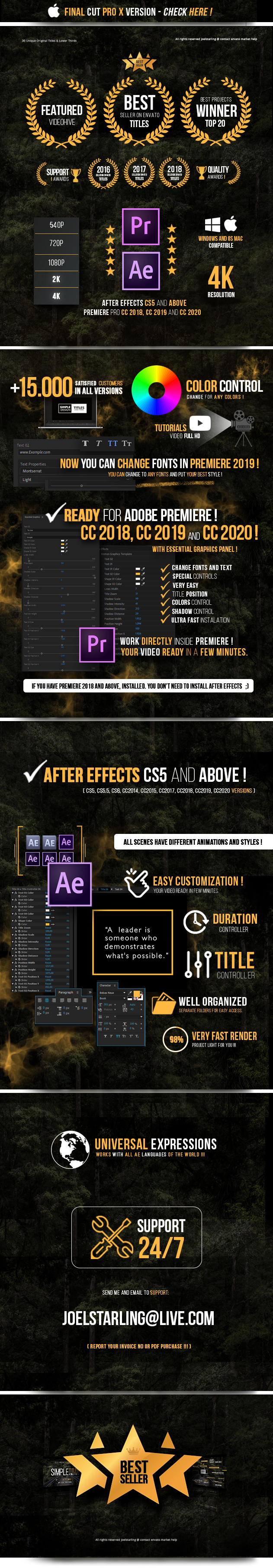 Gold Simple Titles | 4K - 2