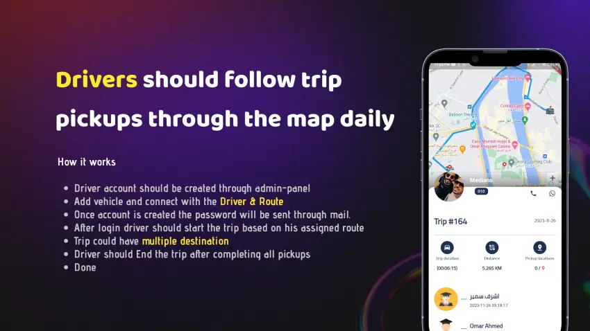 Medians School Route APP Full Solution with Backend - 3