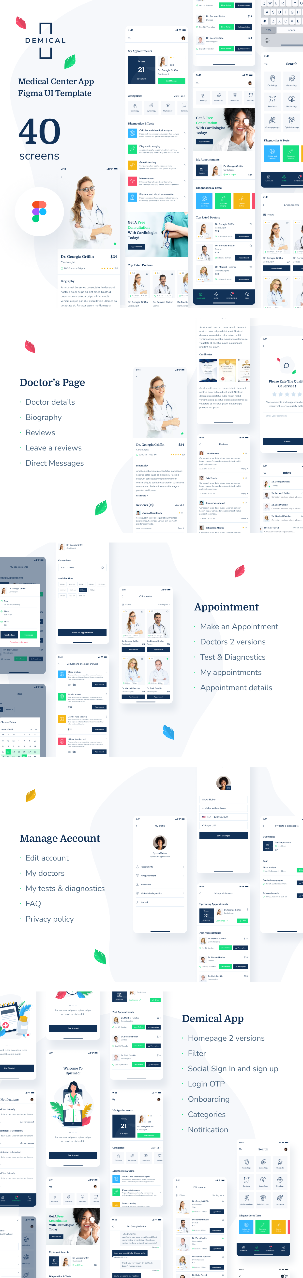 Demical - Medical Center App Figma UI Template - 1