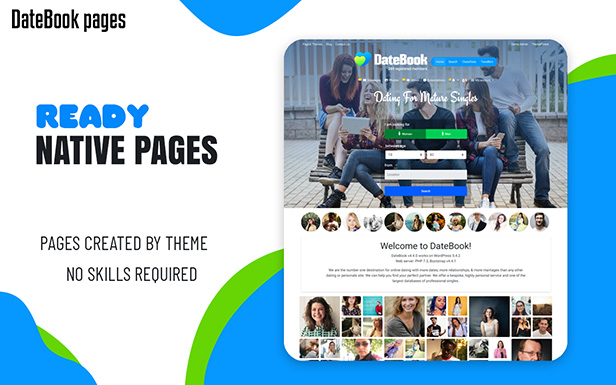 DateBook - Dating WordPress Theme. Ready native pages.