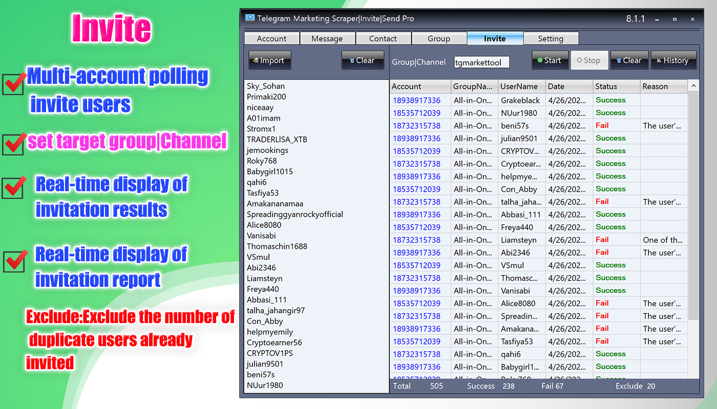 Telegram Marketing Scraper and Invite Bulk Sender Pro telegram, telegram bot, telegram bulk invite, telegram bulk join, telegram bulk sender, Telegram extract member, telegram invite, telegram market, telegram Scrape member, telegram scraper, telegram scraper group, telegram scraper member, telegram sender