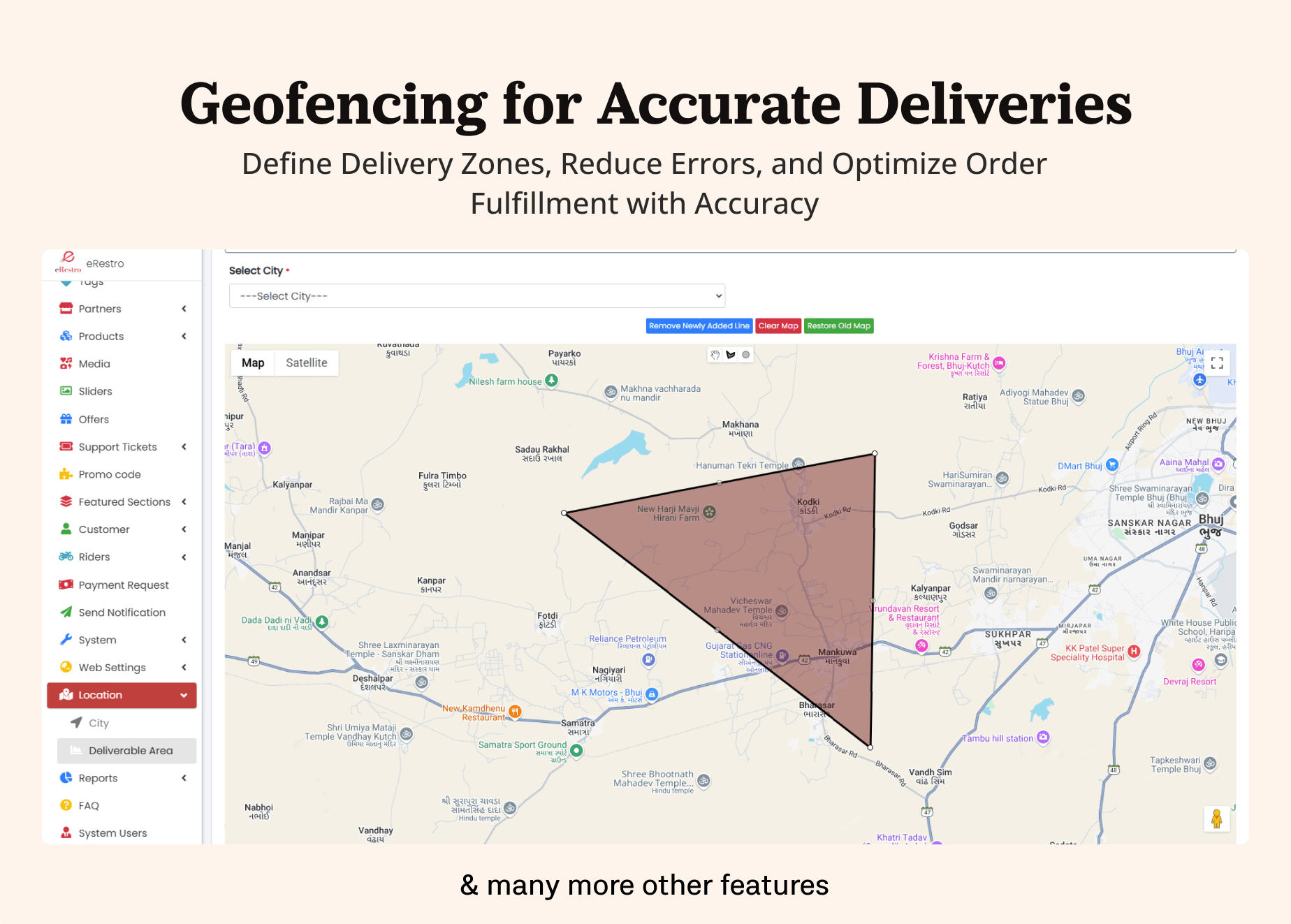 eRestro Web - Geofencing of delivery zone