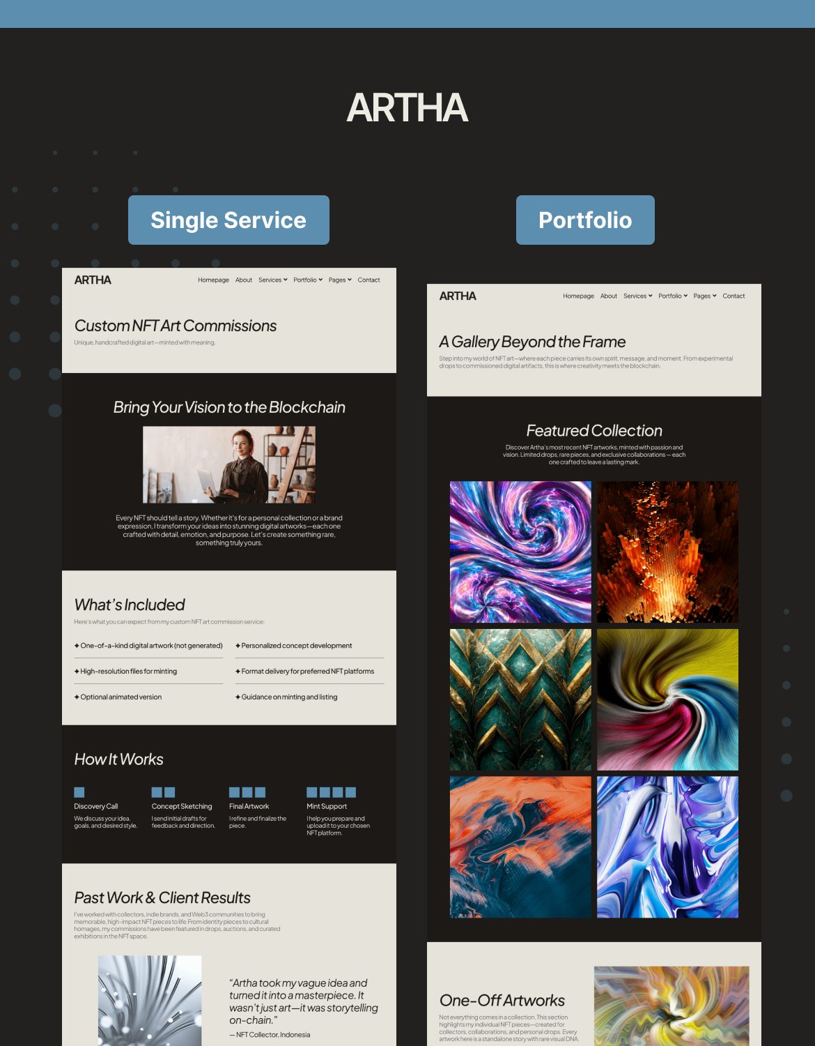 Artha - NFT Artist Portfolio Elementor Pro Template Kit - 3