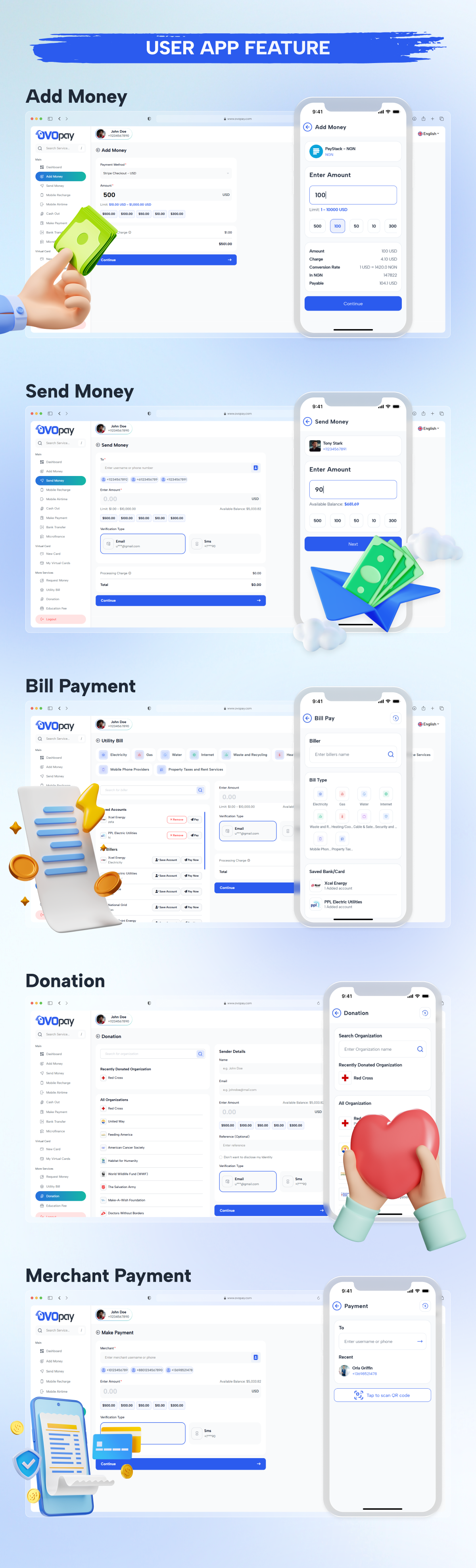 OvoPay - Complete Cross Platform MFS Solution | User, Agent & Merchant Apps with Web | Admin Panel - 2