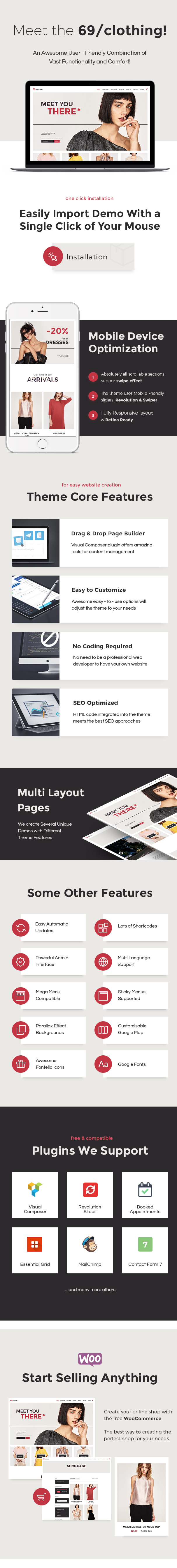 Brand Store & Fashion Boutique WordPress Theme features